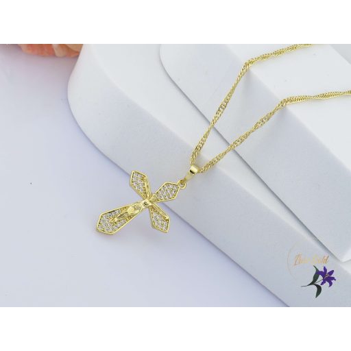 Holli antiallergén kereszt medálos nyaklánc jézussal-14K 