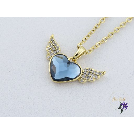Azura antiallergén angyal szív sötétkék kristályköves nyaklánc -14K