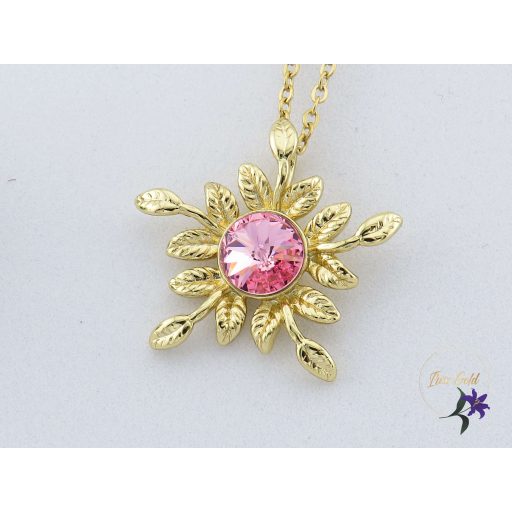 Doroti antiallergén rózsaszín kristályköves virág nyaklánc -14K 