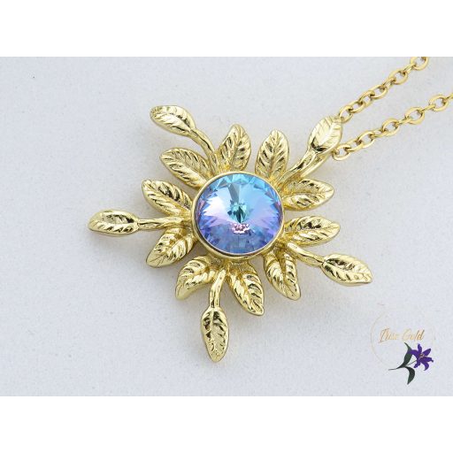 Doroti antiallergén kék kristályköves virág nyaklánc -14K 