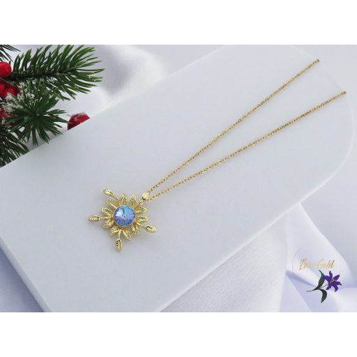 Doroti antiallergén kék kristályköves virág nyaklánc -14K 