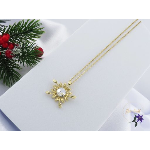 Doroti antiallergén fehér kristályköves virág nyaklánc -14K 