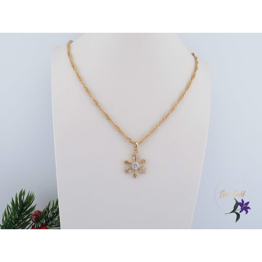 Krisztal antiallergén hópihe medálos nyaklánc -18K 