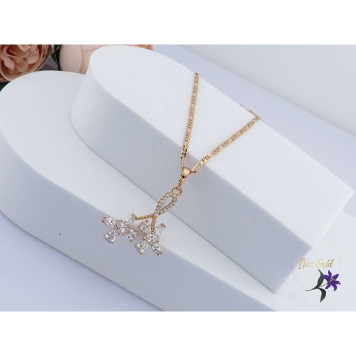 Aletta antiallergén fehérköves nyaklánc két pillangóval-18K 