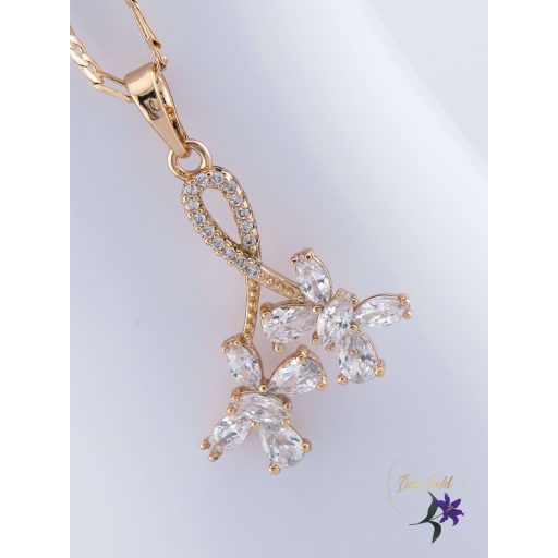 Aletta antiallergén fehérköves nyaklánc két pillangóval-18K 