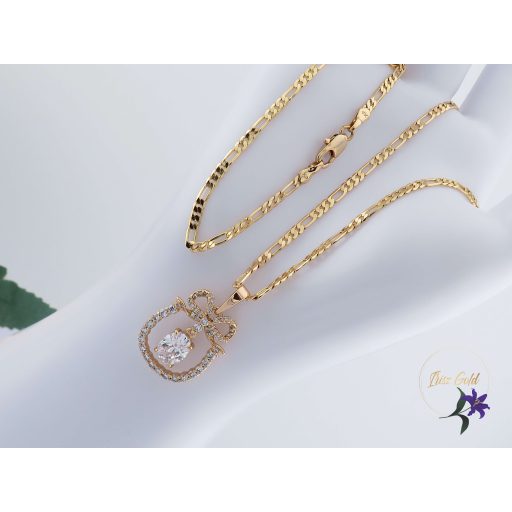 Adina antiallergén fehér köves nyaklánc ajándék csomag alakú-18K 