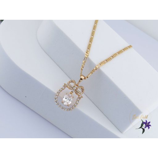 Adina antiallergén fehér köves nyaklánc ajándék csomag alakú-18K 