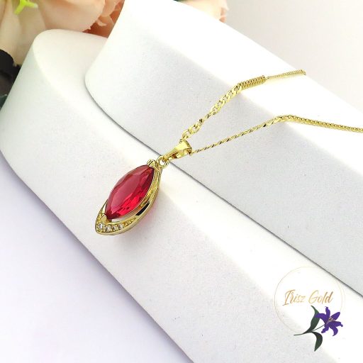 Molli antiallergén pirosköves medálos nyakláánc-14K 