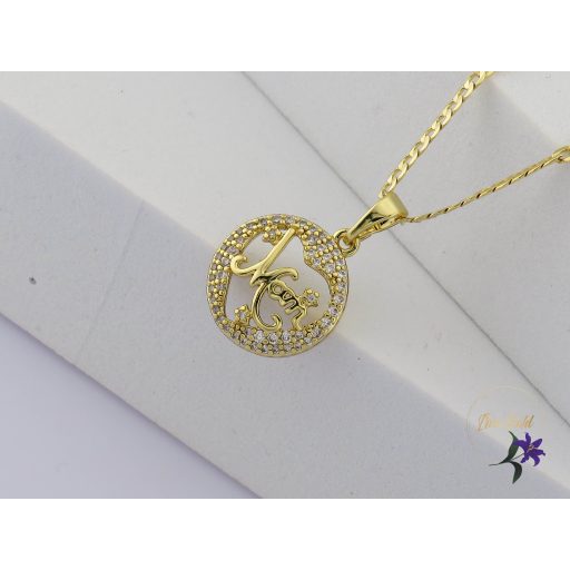 Odil antiallergén " MOM" feliratos medálos nyaklánc-14K