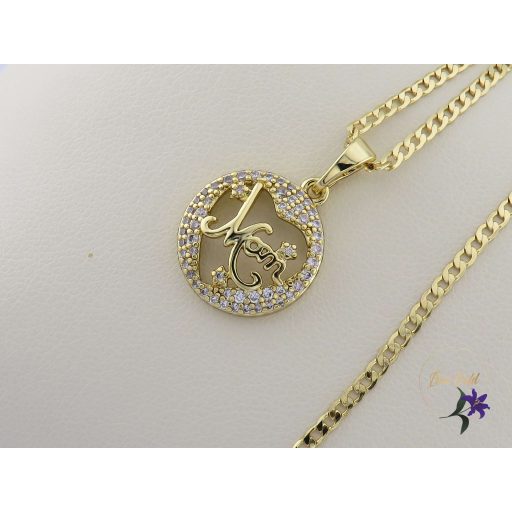 Odil antiallergén " MOM" feliratos medálos nyaklánc-14K