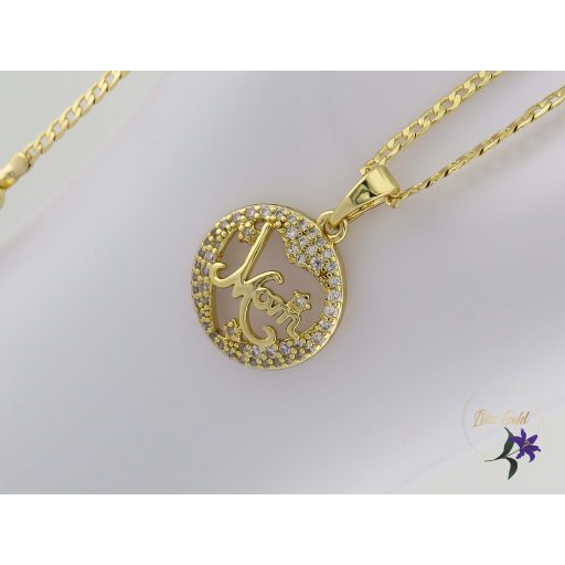 Odil antiallergén " MOM" feliratos medálos nyaklánc-14K