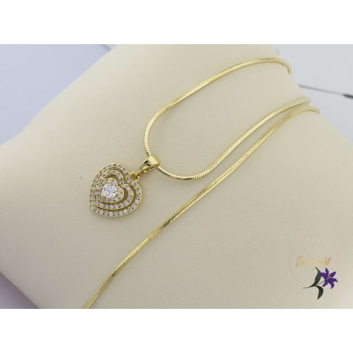 Réka antiallergén szives medálos nyaklánc-14K 