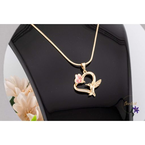 Karen antiallergén tavaszi medálos nyaklánc piros pillangóval -18K 