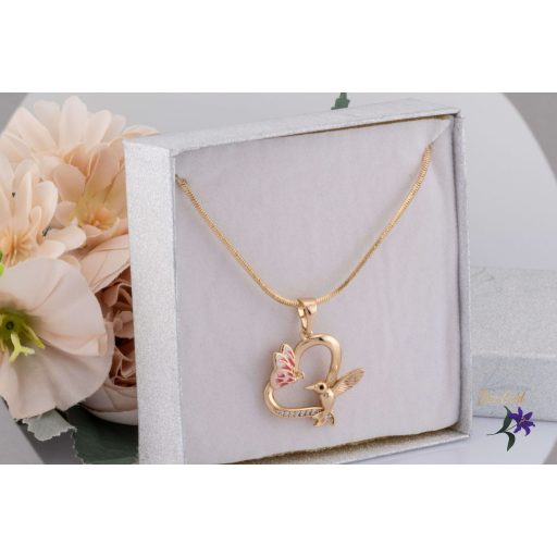 Karen antiallergén tavaszi medálos nyaklánc piros pillangóval -18K 