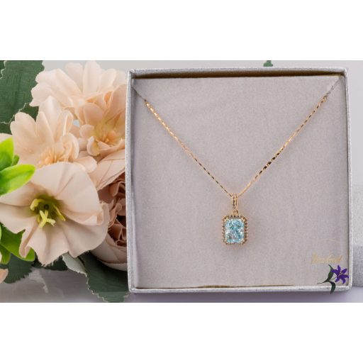 Nila antiallergén kék kristály medálos nyaklánc -18K 