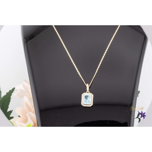 Nila antiallergén kék kristály medálos nyaklánc -18K 