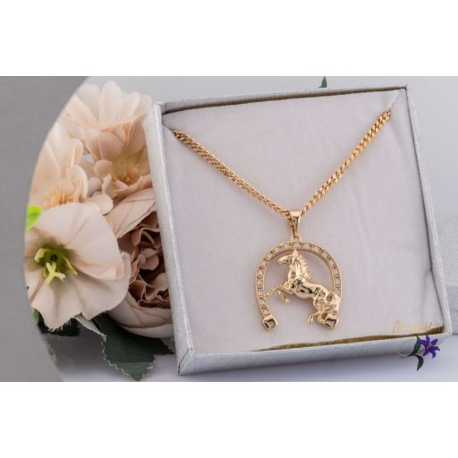 Reira antiallergén szerencse patkó medálos nyaklánc lóval-18K 