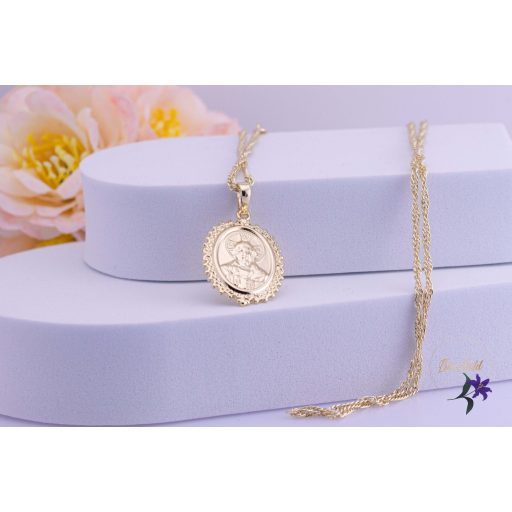 Jézust ábrázoló antiallergén ovális medálos nyaklánc -14K 