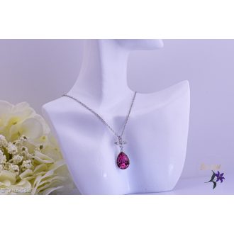 Madlen antiallergén pink kristályköves nyaklánc -rodium 