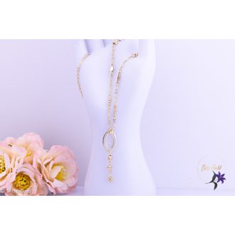   Léda antiallergén külömböző szemekből álló csüngős medál nyaklánc -14K