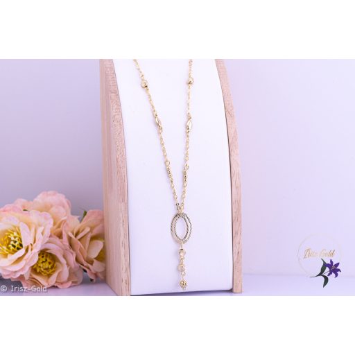 Léda antiallergén külömböző szemekből álló csüngős medál nyaklánc -14K