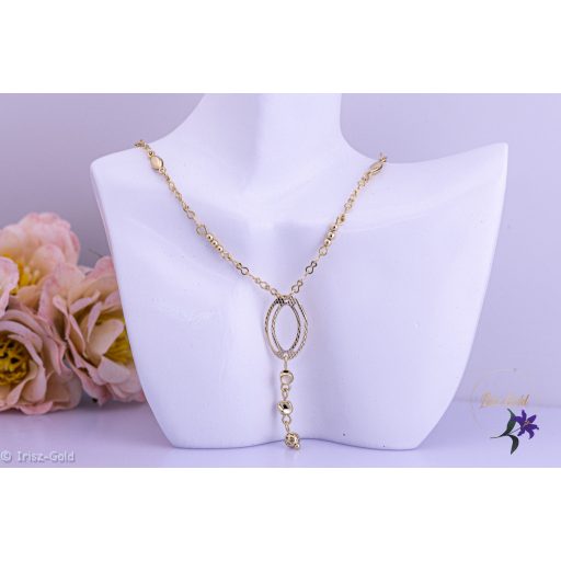 Léda antiallergén külömböző szemekből álló csüngős medál nyaklánc -14K