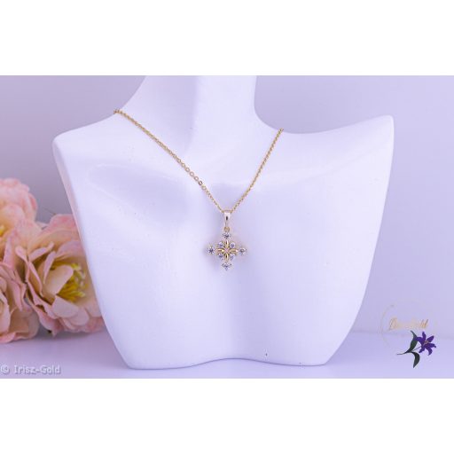 Mina antiallergén köves kereszt medálos nyaklánc-14K 