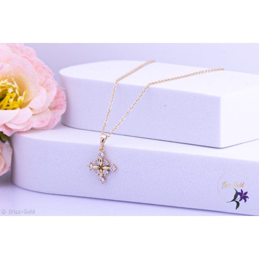 Mina antiallergén köves kereszt medálos nyaklánc-14K 