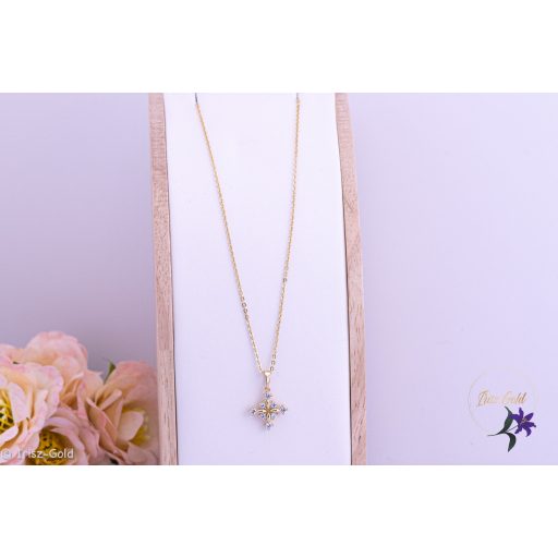 Mina antiallergén köves kereszt medálos nyaklánc-14K 