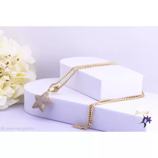 Rubina goldfilled csillag medálos nyaklánc-14K 