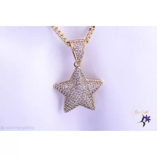 Rubina goldfilled csillag medálos nyaklánc-14K 
