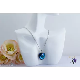   Dorett goldfilled kék szív alakú Swarovski köves medálos nyaklánc-ródium 