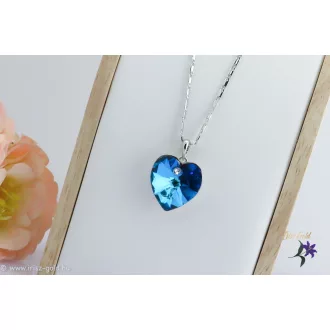   Dorett goldfilled kék szív alakú Swarovski köves medálos nyaklánc-ródium 