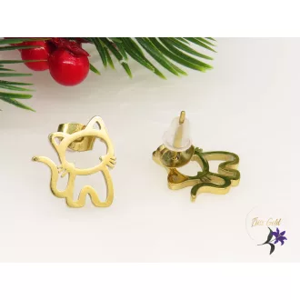 Kitti nemesacél cicás fülbevaló-18K  