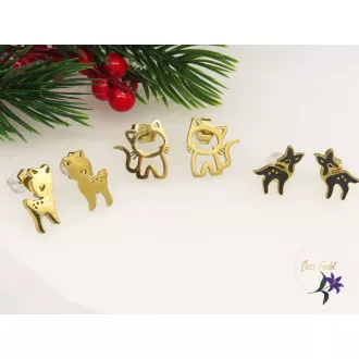 Kitti nemesacél cicás fülbevaló-18K  