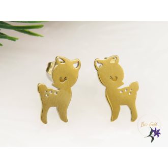 Bambi nemesacél álatkás fülbevaló-18K 