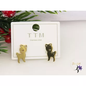 Bambi nemesacél állatkás fülbevaló-18K 