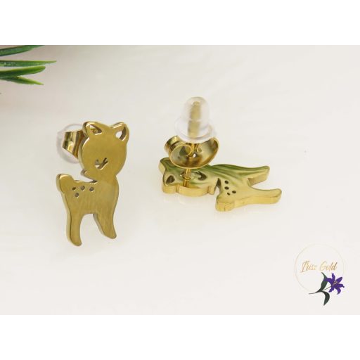Bambi nemesacél álatkás fülbevaló-18K 