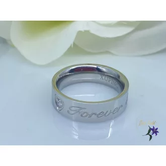   Róma antiallergén ródium garavirozott karikagyűrű FOREVER LOVE