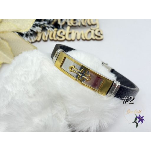 Endru szilikon pántos karkötő nemesacél köztessel - fekete