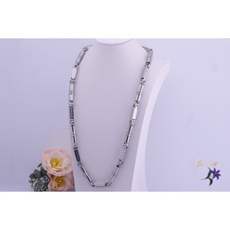   Andrey nemesacél hengeres és kocka szemes nyaklánc görög mintával-rodium 