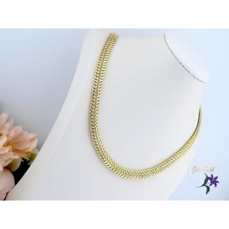 Biborka antiallergén széles halszálka szemes nyakék-14K 