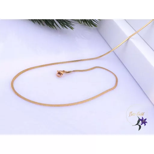 Néle antiallergén fényes lapos nyakék-18K 