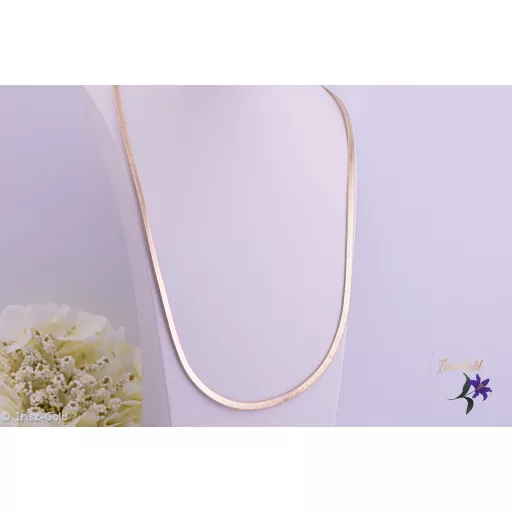 Rena antiallergén lapos fényes hosszú 60cm-es nyaklánc-18K 
