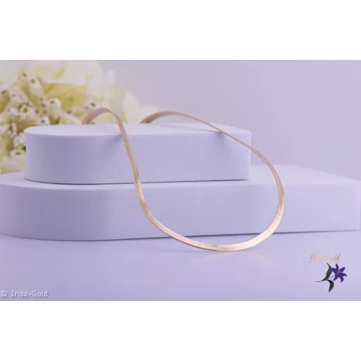 Rena antiallergén lapos fényes hosszú 60cm-es nyaklánc-18K 