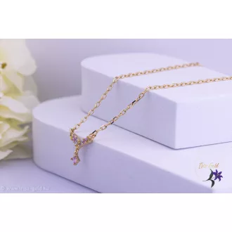   Sisi goldfilled elegáns halvány szenes köves nyaklánc-14K 