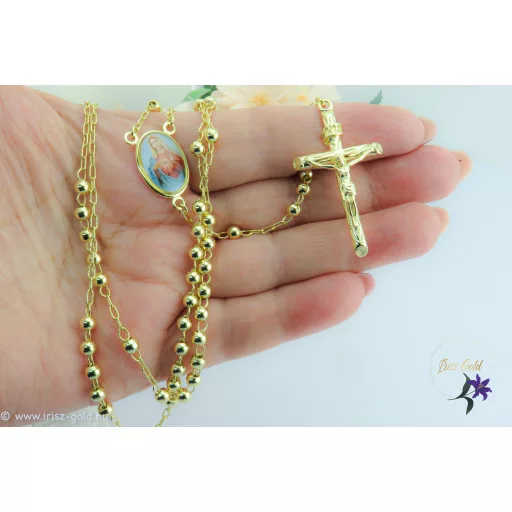 Mária goldfilled rózsafüzér-14K 