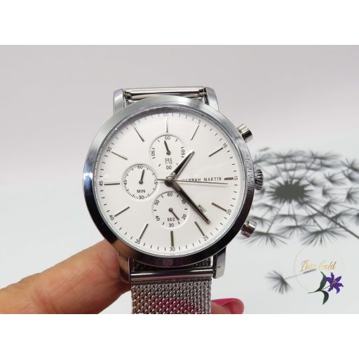 Férfi Hannah Martin analog karóra nemesacél -rodium 