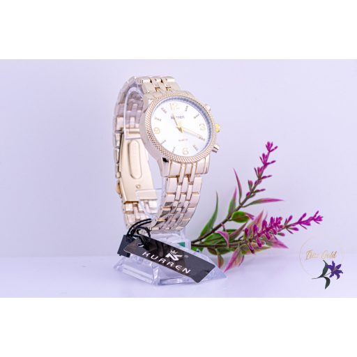 Női nemesacél Kurren karóra fehér számlappal -18K 