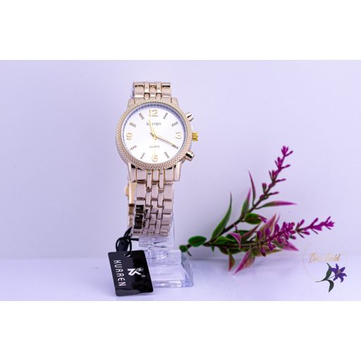 Női nemesacél Kurren karóra fehér számlappal -18K 